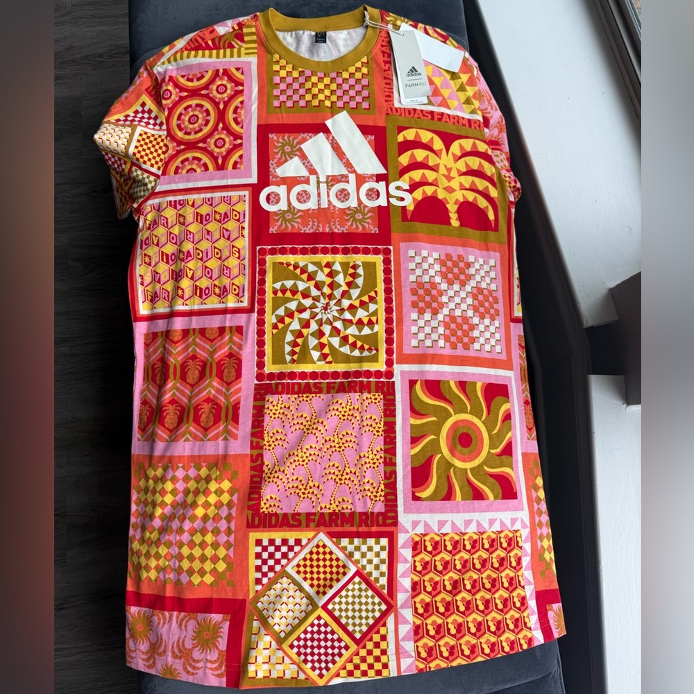 Farm Rio by Adidas Colorful Patterned Dress Size Medium-B2 - Picture 4 of 8